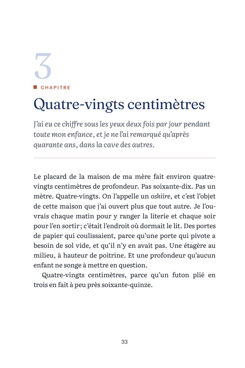 Page d’ouverture du chapitre 3, Quatre-vingts centimètres